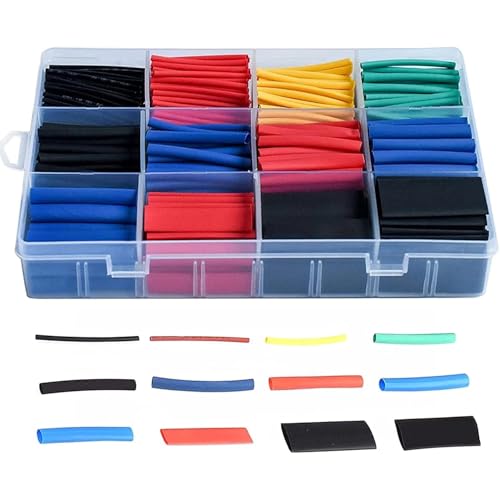 800 Stück Schrumpfschlauch Set, Wasserdicht Heat Shrink Tube 12 Größen (1.0-13.0mm) in 5 Farben, mit Aufbewahrungsbox - 3:1 Schrumpfung,für Kabelisolierung und Elektroinstallation