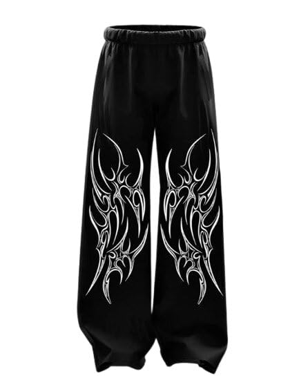 Image of Men's Stylish Graphic Printed Baggy Track Pant | Cotton Blend Comfortable Lower | Drawstring Waist Gym & Casual Jogger Pants for Daily Use