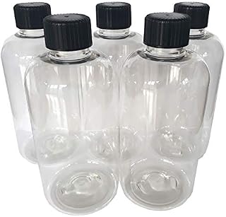 Detail solutions 5 X 250ml Empty Clear Plastic Bottles with Black Screw Wadded Tops