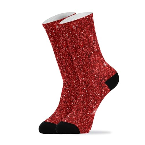 Plaaee Athletic Running Socks Red Bling Glitter Low Cut Sports Tab Crew Socks for Men and Women