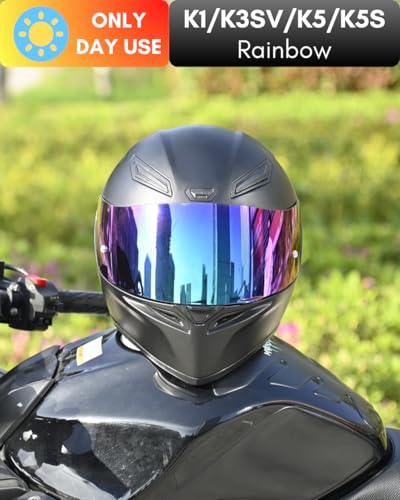 Logto Replacement Motorcycle Helmet Visor Compatible with K1 K3SV K5 K5-S Helmet Accessories (Rainbow)