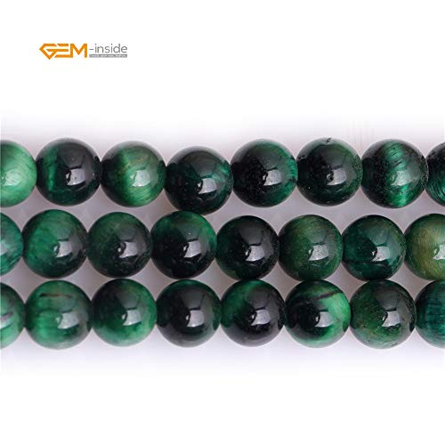 Gem-Inside 6Mm Green Blue Tiger Eye Gemstone Loose Beads Dyed Color Round Crystal Energy Stone Power For Jewelry Making 15" #TOP1