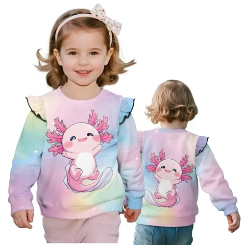 Girls Ruffle Long Sleeve Sweaters 1-8 Relaxed Crewneck Pullover Sweater Cute Girl and Toddlers' Pullover Sweater