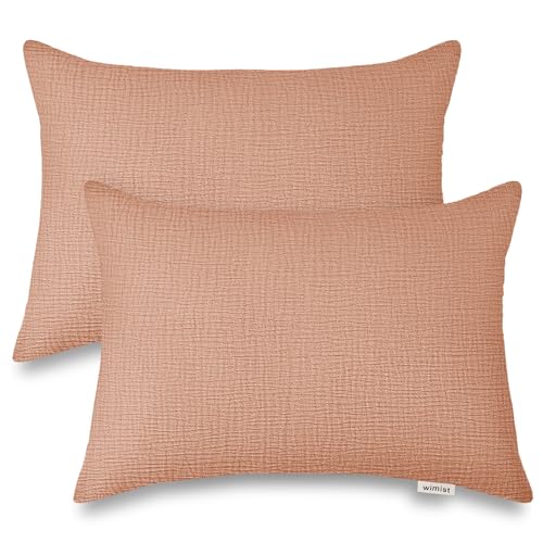 Image of Wimist Toddler Pillowcases for 14"x20" Pillow 2 Pack, Muslin Small Toddler Baby Kids Travel Pillow Covers for Boys Girls with Envelope Closure (Dusty Rose, 14 x 20 Inch)