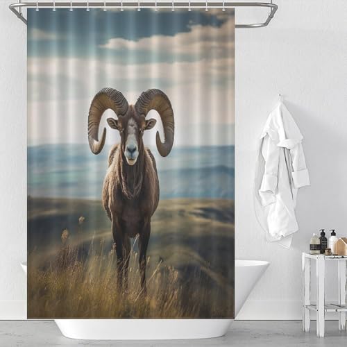 Rideau de douche chèvre imperméable à séchage rapide en tissu lavable pour baignoire - 2