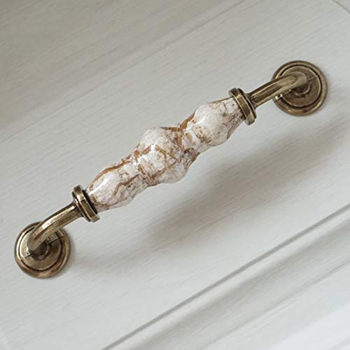 Lbfeel 5.0" Ceramic Drawer Dresser Knobs Pulls Handles Antique Bronze Crackle Ceramic Kitchen Cabinet Konbs Handles 128Mm (Only 5.0" Pull) #TOP1
