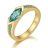 MSEARTHIA 1 Carat Blue-Green Moissanite Rings,Lake Horus Water Marquise Moissanite Ring for Men- 925 Sterling Silver With 18K Gold Ring with Certificate,Hypoallergenic Jewelry (Golden, 7.5)