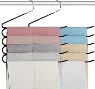 Pants Hanger Jeans Trouser Hanger Stainless Steel Rack Non Slip Closet Space Saver for Tie Scarf Shock Jeans Towel Clothes4 Pack  Black