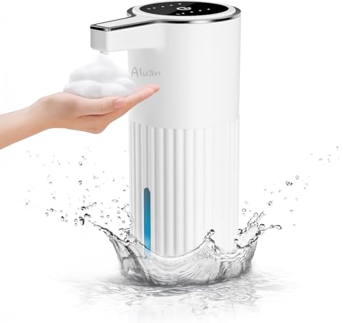Image of Aluan Automatic Soap Dispenser for Bathroom, Touchless Foaming Kitchen Soap Dispenser with 4 Adjustable Levels, 400ml, Auto-Clean, 1800mAh Rechargeable Wall Mount Design for Wash Basin
