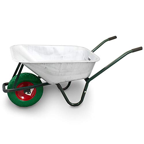BITUXX® Schubkarre 100L / 250Kg Schubkarren Schiebkarre Bauschubkarre Verzinkt mit PU Rad 4.80/4.00-8 mit nadelgelagerter Achse - 2