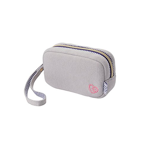 エレコム デジタルカメラケース ハンドストラップ付 スウェット素材 ストライプ 小花柄 グレー DGB-064GY