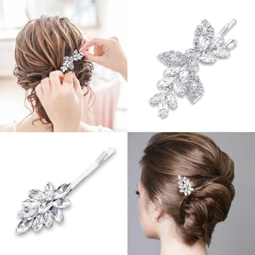 Pinzas para cabello nupcial con cristales 6 piezas miniatura 2