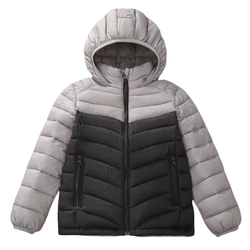 Image of Boys Hooded Lightweight Puffer Jacket Waterproof Winter Coat | Insulated warmth for school commutes, soft chin guard, chevron quilted channels stop fill shifting, windproof, inside pocket
