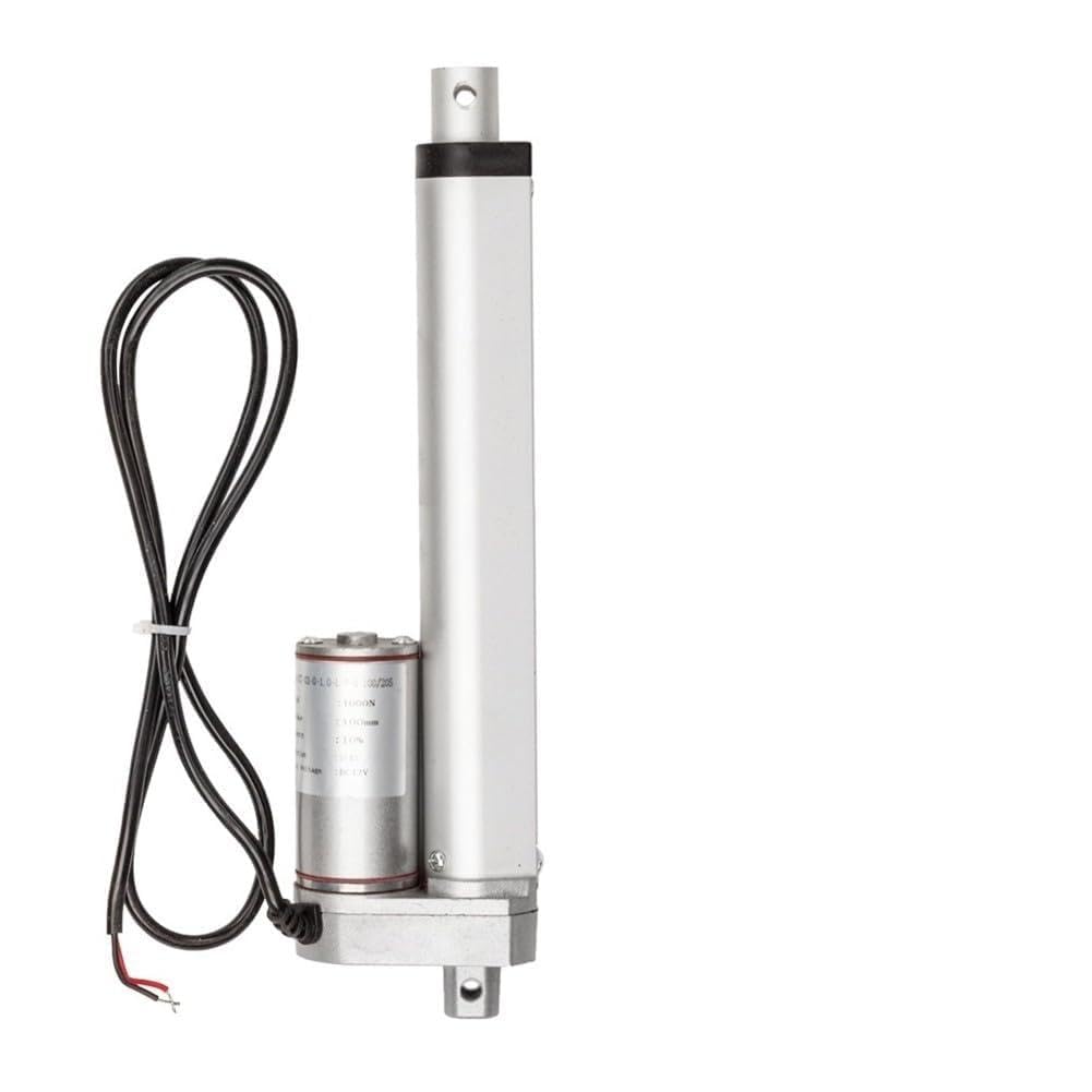 12V Electric Linear Actuator 200mm 1000N Thrust 10mm/s Speed with Limit Switches Self-Locking, Waterproof - Silver