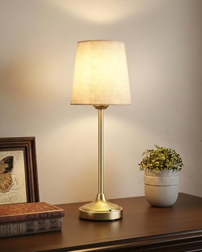 Image of Battery Operated Lamp, 8000mAh, Ambient Light, Touch Control, Dimmable, Portable, 2700K, LED, Wireless, Rechargeable, Battery Operated, Desk Lamp, Kitchen Lamp, Fabric Shade, for Dining Room, Bedroom