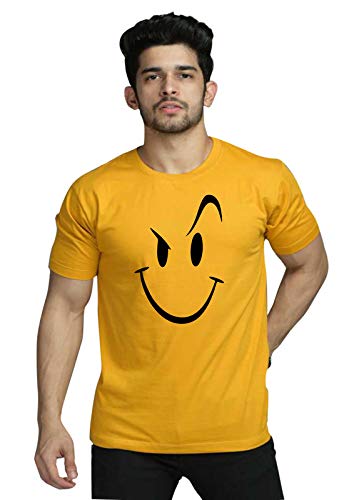 Philodox by attireWinking Face 100% Organic Cotton T Shirt for Men- Bio Washed 180 GSM Round Neck T Shirt