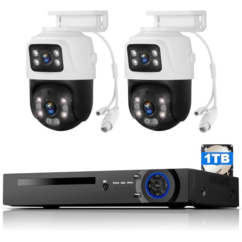 Kit de caméra de surveillance extérieure 4CH POE avec disque dur 1 To, enregistreur vidéo réseau pour système de caméra CCTV pour la sécurité...