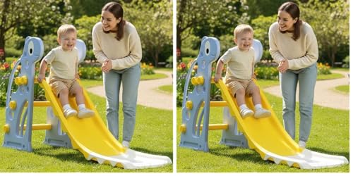 Image of Lifelong Cuppy Slide for Kids (2-4 Years) | Compact Indoor & Outdoor Baby | Durable Plastic & Rounded Edges Slide with Anti-Slip Steps | Stable Design & Easy Assembly Smooth Slider for Toddlers