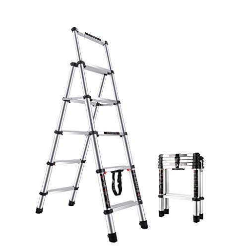 Preisvergleich Produktbild Teleskopleiter des Haushalts faltende Fischgrät-Leiter starke Aluminiumlegierungsinnenmehrzwecktech... fünf Schritte V