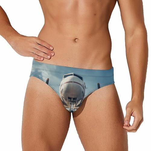 Aircraft on A Runway Men's Swim Trunks Briefs Swimsuit Swimwear Bathing for Underwear Beach