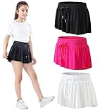 3 Pack Girls Flowy Shorts with Pockets 2 in 1 Youth Teen Kids Athletic Butterfly Skirts Running Sports Dance Skort Size 6 Set 01