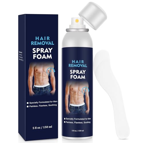 Hair Removal Spray for Men, Painless Depilatory for Bikini, Leg, Underarm, Face and Body, Gentle Formula for All Skin Types 5oz