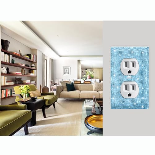 Image of 4 Pcs Outlet Covers Blue Rhinestones Wall Plate Toggle Light Switch Cover Decorative Durable Switch Covers Blue Rhinestones Outlet Light Switch