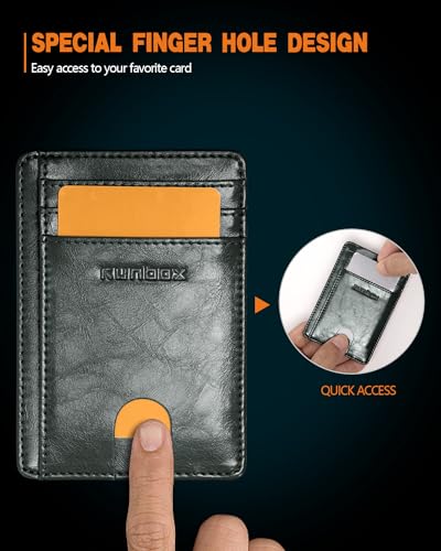 Image of RUNBOX Slim Minimalist Front Pocket RFID Blocking Leather Wallets for Men and Women Card Holder Wallets Gifts for men