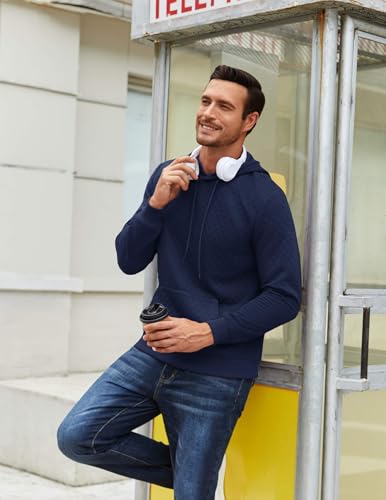 COOFANDY Mens Hooded Sweatshirt Long Sleeve Quilted Sweatshirt Casual Fashion Pullover Hoodies with Pocket3