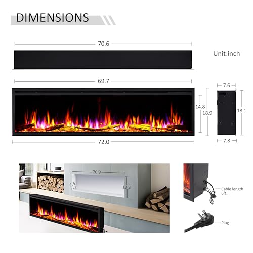 Electric Fireplace Insert with Heater
