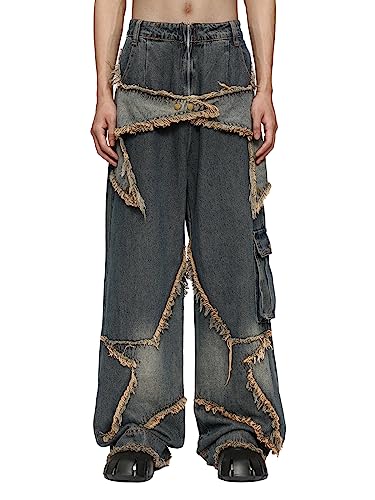 Aelfric Eden Herren Vintage Baggy Jeans mit Patchwork Damen High Waist...