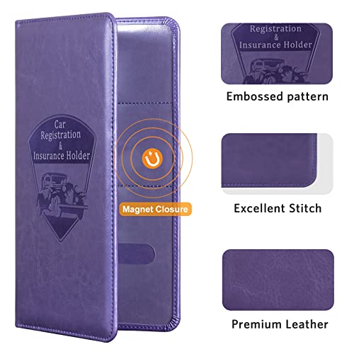 Image of CoBak Car Registration and Insurance Holder | Vehicle Glove Box Organizer, Auto Truck Compartment Document Case with Magnetic Closure for Insurance & Driver License