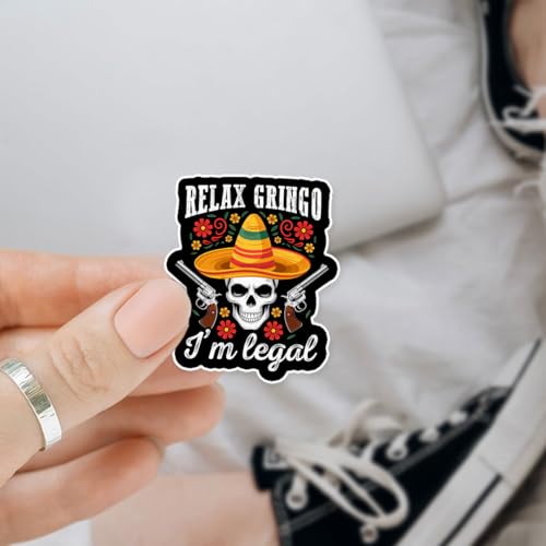 Image of 3Pcs Relax Gringo Im Legal Sticker, Relax Gringo I'm Legal Sticker for Car, Relax Gringo Calcomanias De Mexico Funny Immigrant Calcomanias Mexico Mexican Cactus Stickers for Truck Car Helmet (N6)