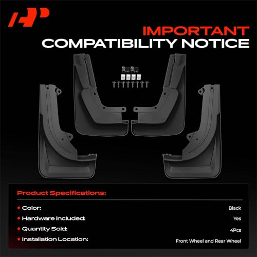 Image of A-Premium Mud Flaps, No Drilling Required Splash Guards with Accessories | Compatible with Mercedes Benz X167 GLS450 GLS580 2020-2021, Set of 4 Front and Rear