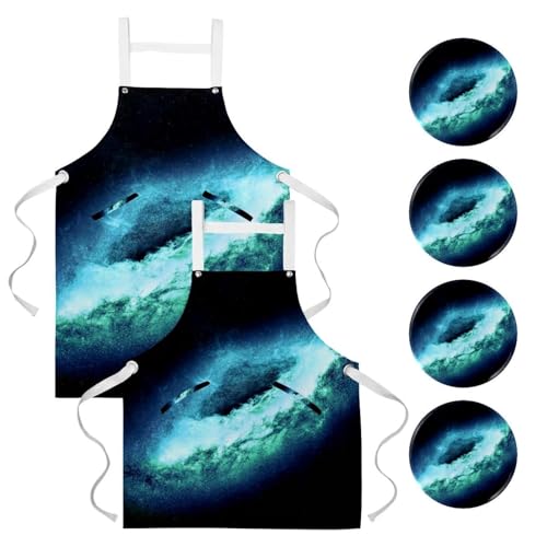 Tablier de cuisine anti-tache espace galaxie pour en finir avec les habits salis