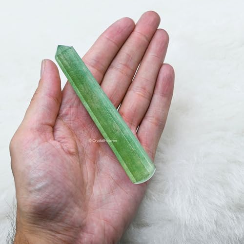 Image of Green Strawberry Quartz Crystal Wand - Pointed Crystal Wand for Energy Healing, Chakra Balancing, Meditation and Home Decor - Crystals and Healing Stones for Gift