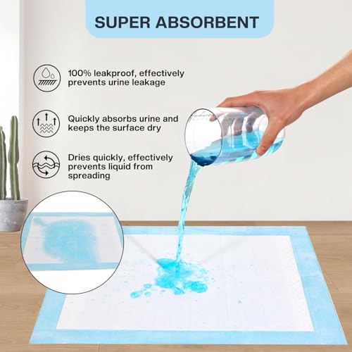 JANUIXCO 40 Stück Welpen Unterlagen - 60 × 60 cm PIPI Matten für Hunde - Wickelunterlage Einweg Auslaufsicheres 5-Lagiges Design mit Schnell Trocknender Oberfläche