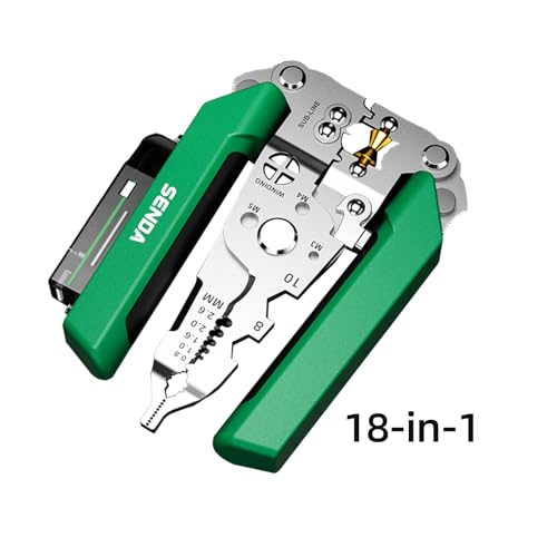 Image of 18 in 1 Foldable Wire Stripper with Electricity Measurement Function & Dual Alarms Multifunctional Professional Electrician's Pliers Cable Stripping Pliers for Cutting, Stripping and Crimping Tool