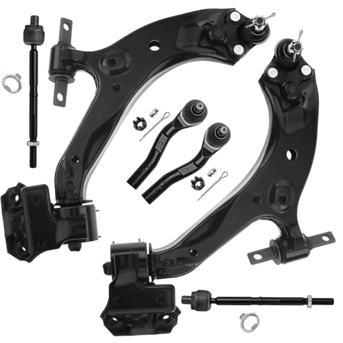 Image of Detroit Axle - 6pc Front End Suspension Kit for 2012 2013 2014 Honda CR-V, 2 Lower Control Arms with Ball Joint Assembly 4 Inner Outer Tie Rods Replacement