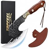 Topfeel Hand Forged Viking Knife 6.2" Meat Cleaver with Shea...