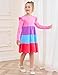 Big Kids Tween Girls Dresses Long Sleeve Cotton Casual School Fall Spring Fashion A-Line Swing Twirly Dress Outfits Clothing Clothes Vestido para Niña Pink Block 8-9 Years
