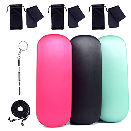 Image of ADBGV 3Pcs Unisex Hard Shell Eyeglasses Cases, Protective Case For Glasses,Sunglasses Case with Cleaning Cloth