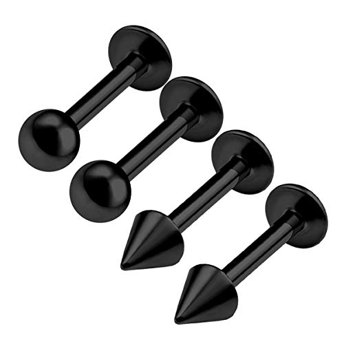 4 piezas de acero inoxidable negro labret calibre 16 3 mm bola Spike auricular borde pendientes cartílago piercing joyería ver más tamaños