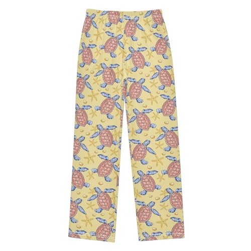 Sea Turtle Starfish Boys Long Pants Soft Trousers Elastic Waist Kids Lounge Bottoms with Pockets S-XL