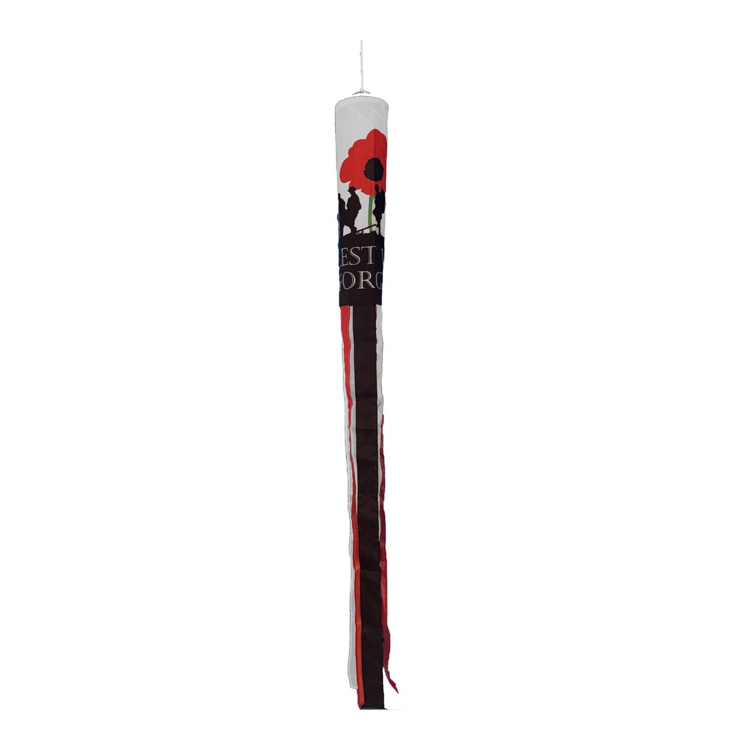 Flagtex Lest We Forget Army Windsock 150cm x 30cm Premium Polyester Garden Wind Sock | Remembrance Day Poppy Military Outdoor Pole Display for Veteran Memorial Events