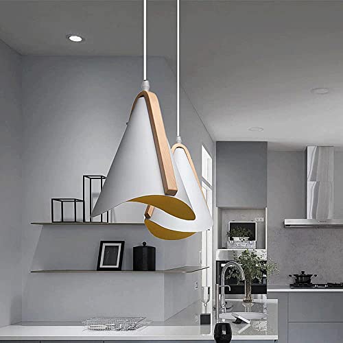Suspension réglable en bois blanc et métal noble pour salon élégant
