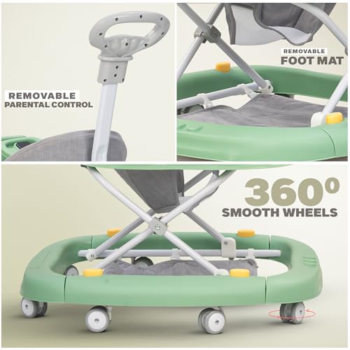 Image of Baybee 2 in 1 Gypsy Baby Walker for Kids with Rocker, Parental Push Handle | Activity Push Walker with Adjustable Height & Musical Toy Bar | Kids Walker for Baby 6-18 Months Boy Girl (Green)