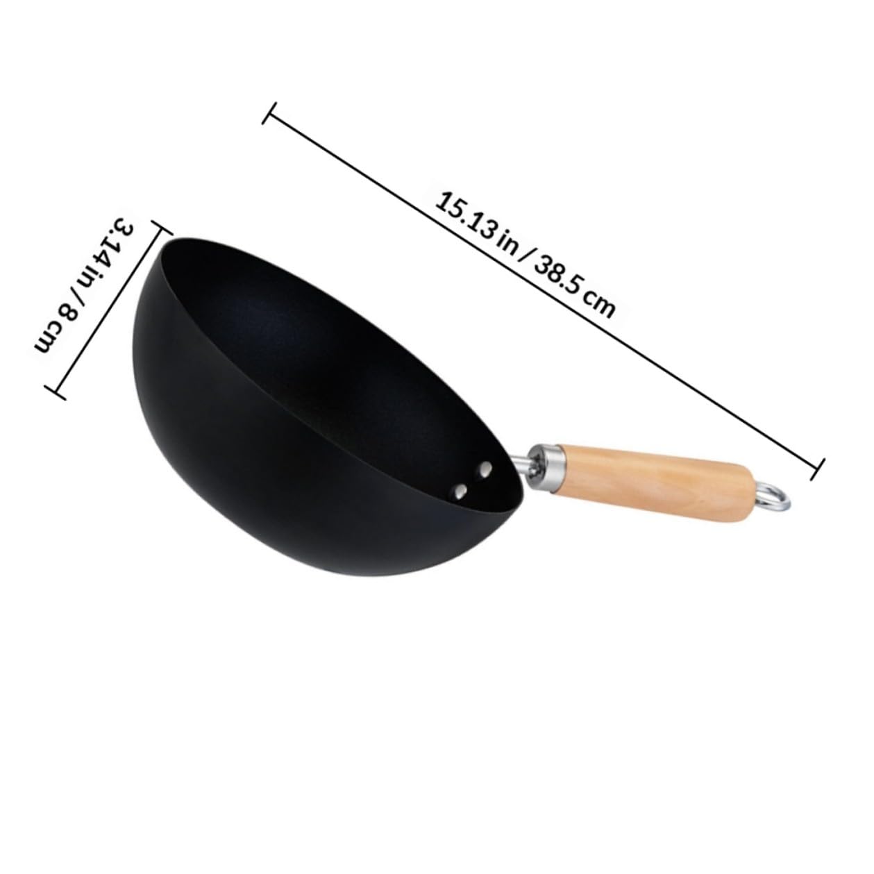 SOLUSTRE Padella Wok Antiaderente in Acciaio Inossidabile con Manico Ergonomico e Impugnatura Confortevole, Mini Pentola da Campeggio Nero per Cucina Quotidiana