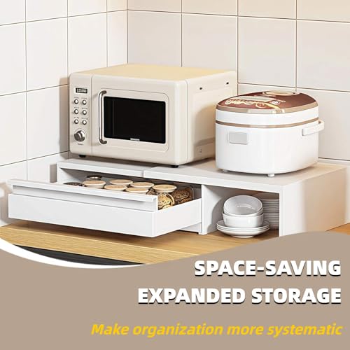 Support micro-ondes extensible en acier carbone avec tiroir et plateau - 2