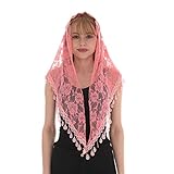 👍Elegantes Design: Dieser dreieckige Schleier hat ein hübsches Rosenmuster und ist mit Quasten auf zwei Seiten versehen. Sein spezielles dreieckiges Design lässt Sie einzigartig aussehen. Warmhalten und Mode. Großartig für Geschenkideen Geburtstag, Braut, Brautjungfer, Hochzeit, Weihnachten und Neujahr.